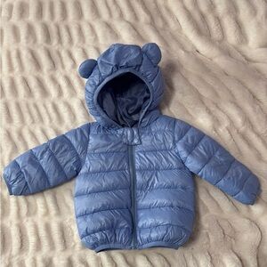 Adorable Blue Puffer Jacket with Bear Ears